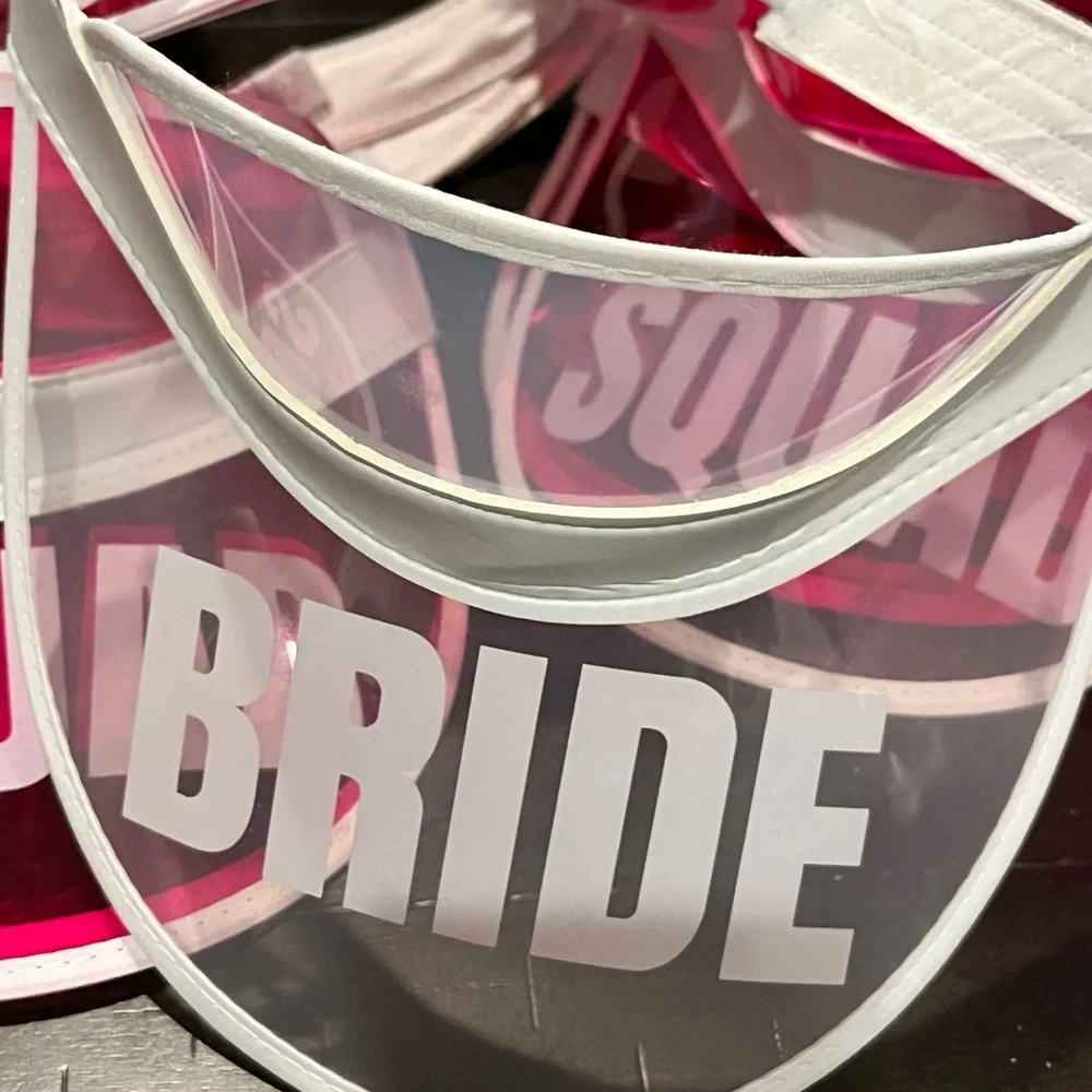 Pink and White 'Squad' and 'Bride' Party Visors lot of 10 Bachelorette party